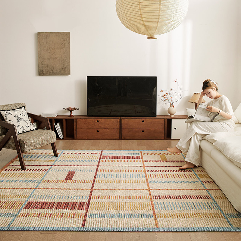 大宅客厅羊毛地毯2025新款中古风多巴胺高级色彩耐脏防滑隔音地垫