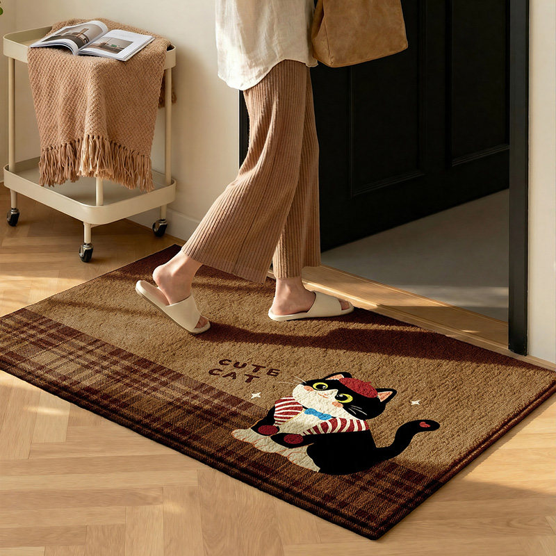 2026新款可爱卡通猫咪入户地垫家用防滑脚垫棕色进门垫子不挑户型,居家布艺,入户地垫,淘宝优惠券,粉丝福利购,淘宝优惠卷