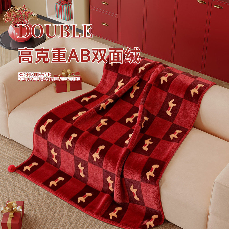 【马年一定红】2026新年红色毛毯防猫抓氛围感午睡沙发毯沙发盖布,床上用品,休闲毯/毛毯/绒毯,淘宝优惠券,粉丝福利购,淘宝优惠卷