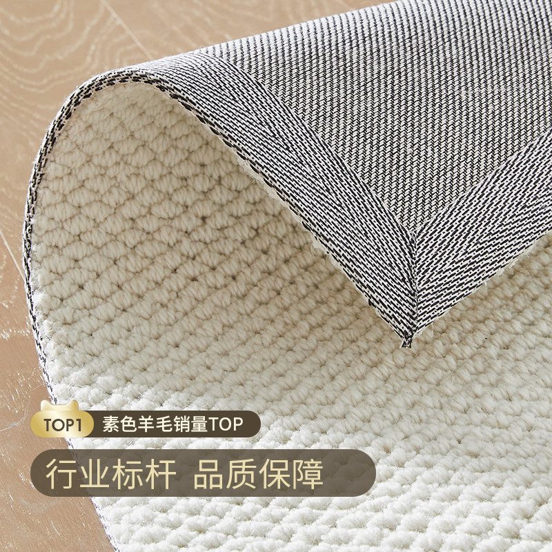羊毛地毯客厅2026新款简约免洗可擦满铺卧室地垫子纯色轻奢高级