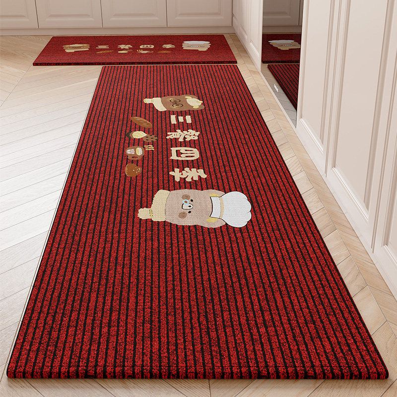 2026新款厨房专用脚垫防滑吸水防油免洗可擦地垫红色喜庆抗污耐脏,居家布艺,厨房地垫,淘宝优惠券,粉丝福利购,淘宝优惠卷