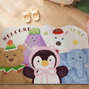 高级感入户门地垫丝圈进门垫可裁剪除尘耐脏玄关地毯防滑卡通脚垫