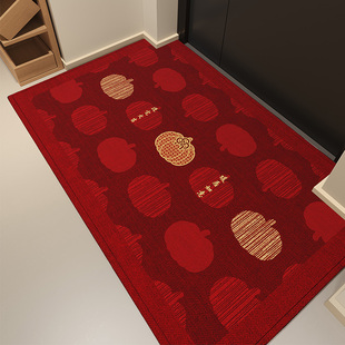 2025新款 红色新年入户地垫进门玄关脚垫地毯豪宅防滑耐脏自由裁剪