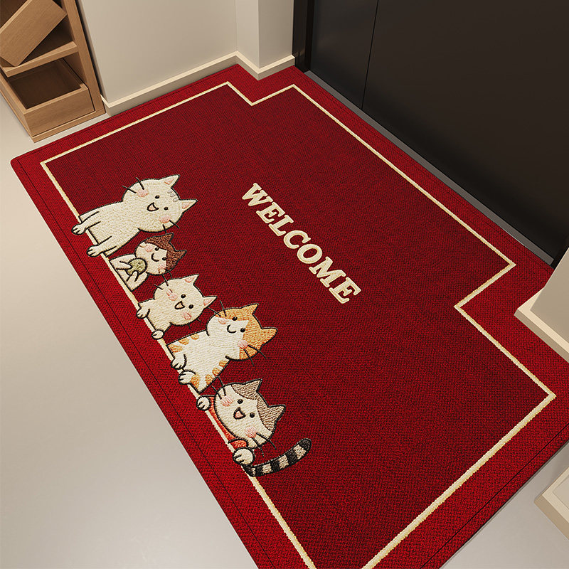 红色入户门地垫仿刺绣2026新款新年卡通进门脚垫防滑除尘玄关地毯,居家布艺,入户地垫,淘宝优惠券,粉丝福利购,淘宝优惠卷