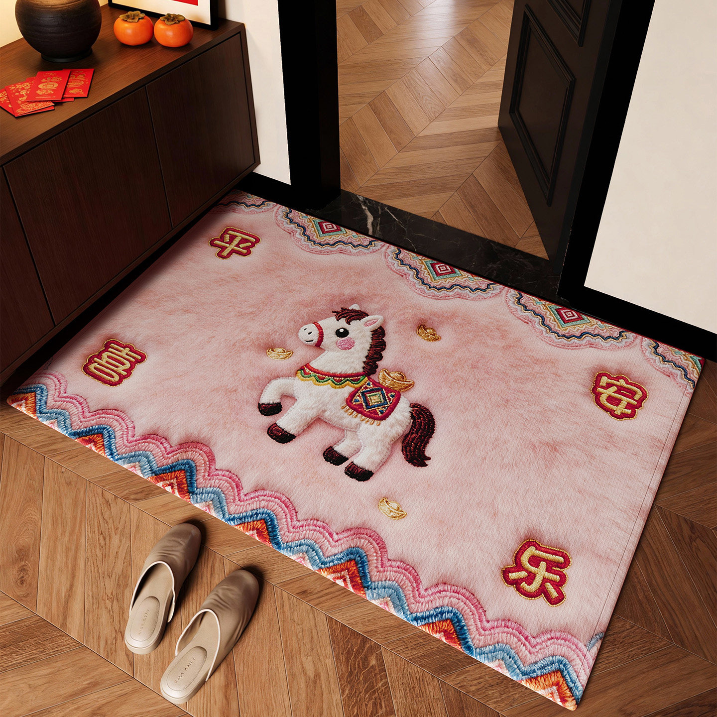 马年过年入户门地垫2026新款喜庆防滑除尘耐磨脚垫玄关大门口地毯,居家布艺,入户地垫,淘宝优惠券,粉丝福利购,淘宝优惠卷
