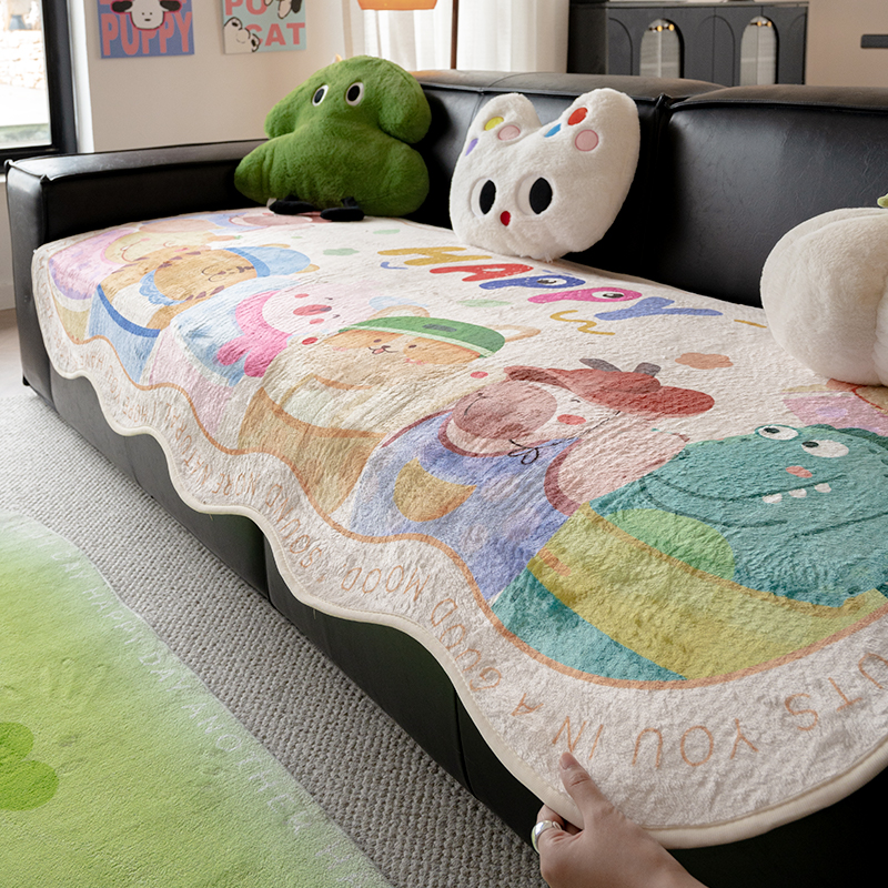 冬季异形一片式直排毛绒沙发垫