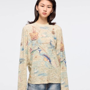 UOOYAA/乌丫国内代购2026年春新奇幻老地图长袖T恤UY26152T161142