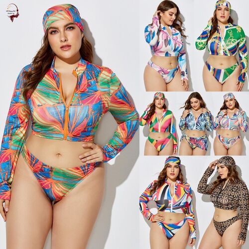 fat lady swimsuits plus size women bikini set 肥婆泳装比基尼
