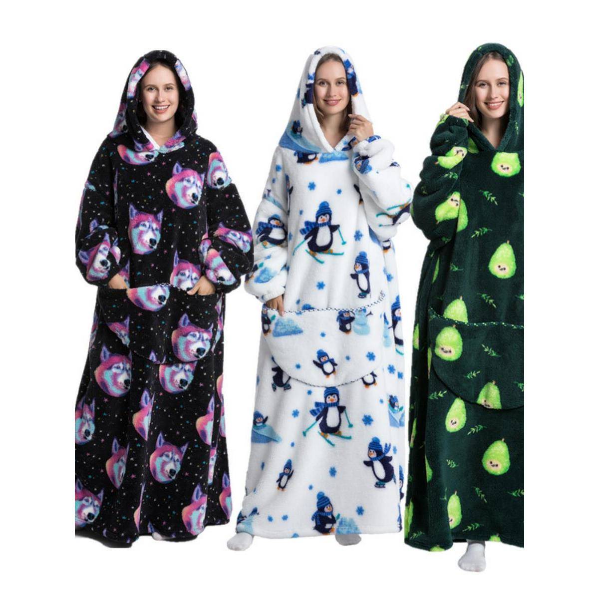 Blankets, warm clothing, hooded cartoon pajamas, warm pullo
