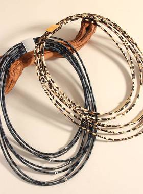 necklace时尚野性皮革5层豹纹项链简约设计磁吸扣项链女士高级感