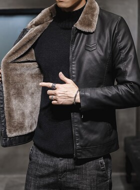 Men Leather jacket for winter Jackets Fleece warm Coat Coats