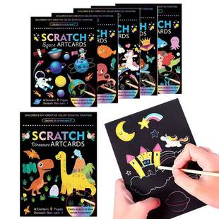Scratch Art Kit Rainbow Cart Card Color Paper Magic Painting