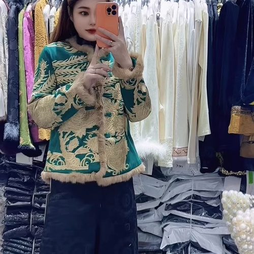 国风重工刺绣加棉外套+休闲裤