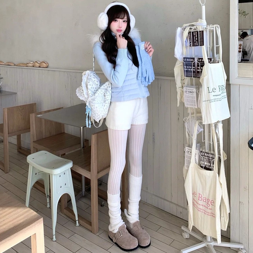 白色针织短裤女秋冬新款高腰显瘦外穿打底毛线裤春季辣妹百牛仔裤