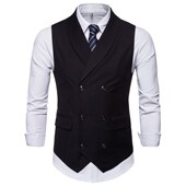 vest 2018秋季 waistcoat 马甲men suit 新男士 休闲纯色双排扣西装