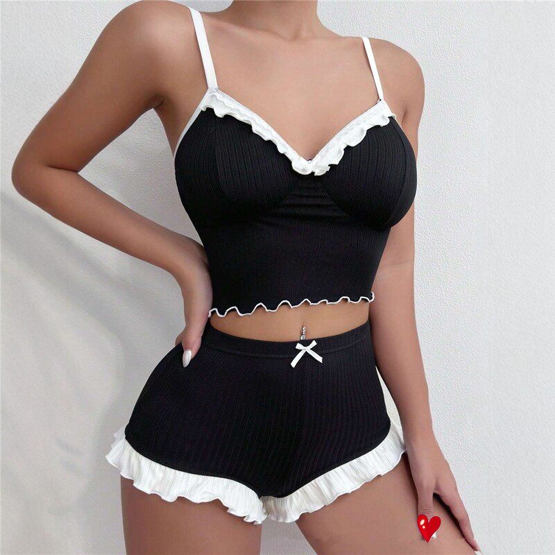 欧美性感吊带短裤家居服