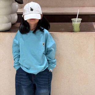 26新款日本潮牌童装男女儿童猿人卫衣服圆领百搭长袖套头打底衫