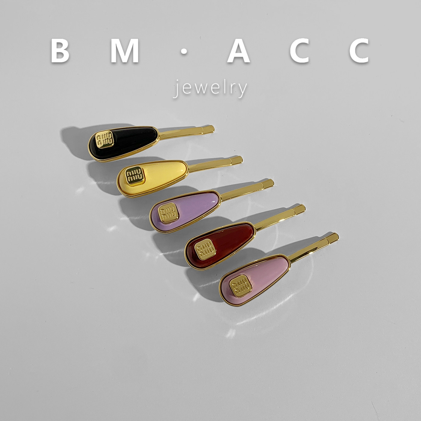 金色水滴形糖果色一字发夹女简约字母发饰日常百搭刘海侧边夹头饰