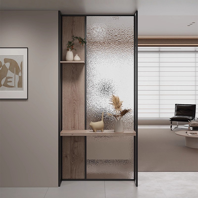 实木屏风隔断客厅现代简约入户玄关正对门长虹玻璃装饰墙卧室遮挡