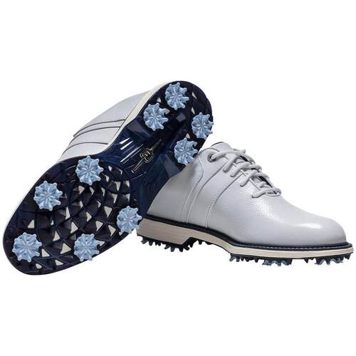 海外代购Footjoy女士高尔夫鞋抓地力缓震支撑白蓝配色全粒面皮革