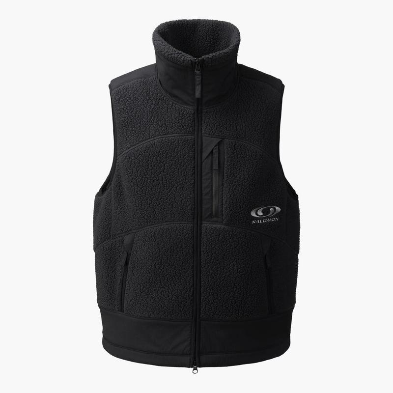 代购SALOMON萨洛蒙男士抓绒马甲保暖防风透气保暖马甲立领中长款