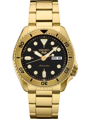 Seiko/精工日韩腕表自动机械金表盘黑盘金圈防水M