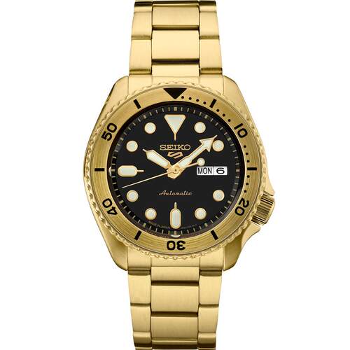 Seiko/精工日韩腕表自动机械金表盘黑盘金圈防水M