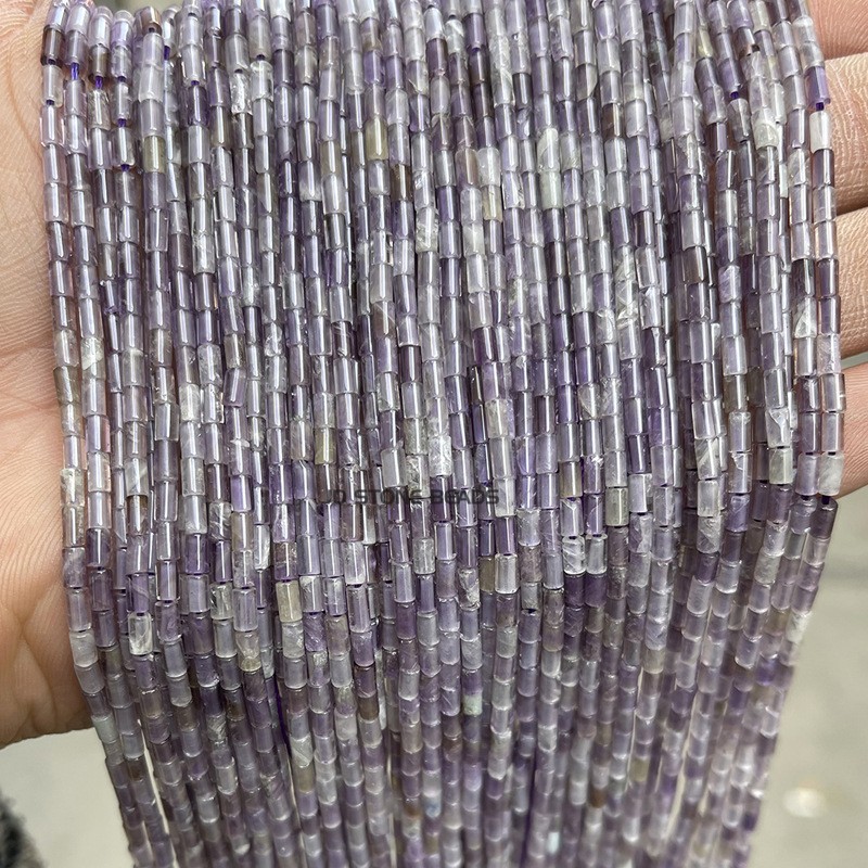 20252x4mm玛瑙圆管珠散珠 DIY饰品配件粉晶圆柱形珠子项链半成品