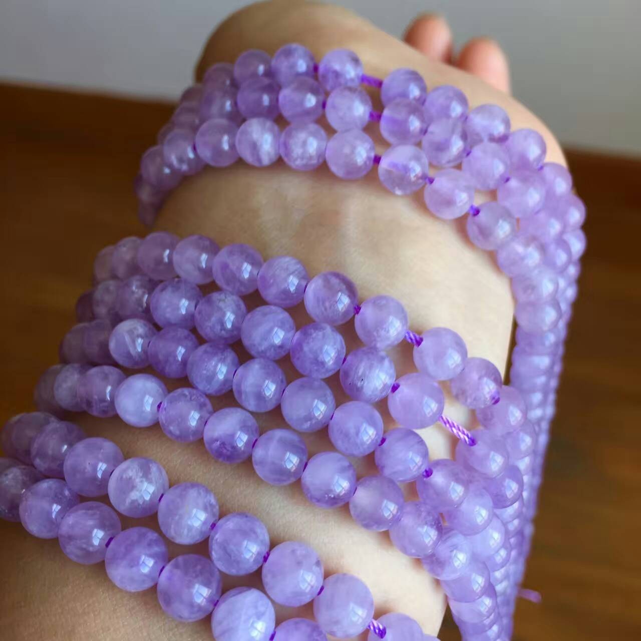 2025天然巴西薰衣草紫水晶散珠半成品三圈多圈手链女配件4-12mm串