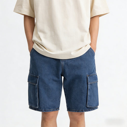 棉工装牛仔五分短裤男多口袋