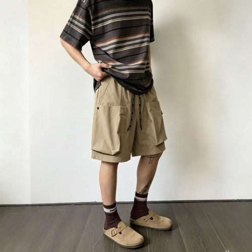 潮牌原单日系大贴袋工装短裤 男士速干宽松五分裤 通勤百搭休闲裤