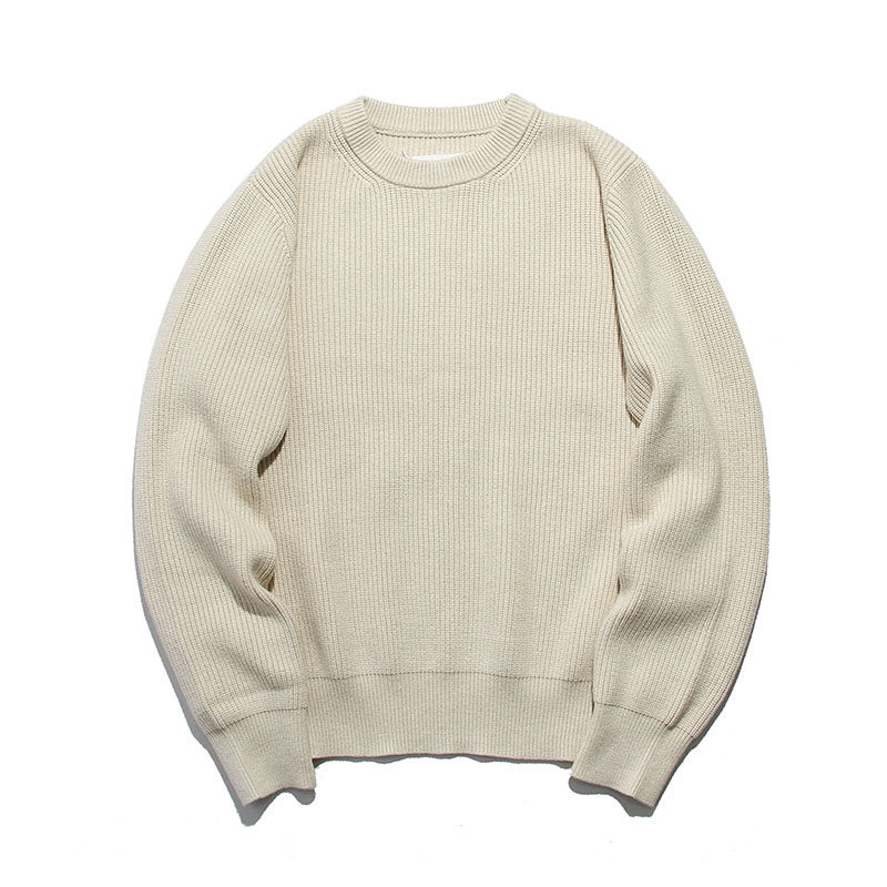 thumbnail for W beyond imagination M6 Mara style gray black round neck loose pullover knit original heavy sweater for men and women