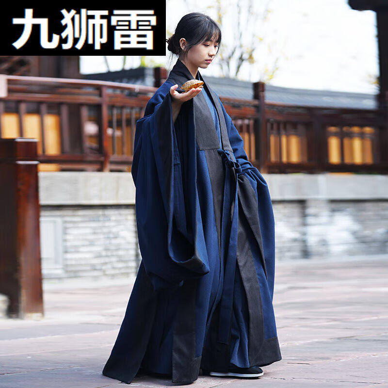 九狮雷清和赋秋冬季款毛呢鹤氅明制汉服道家传统道袍男女款素色加