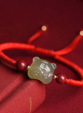 卓麦和田玉老虎年红绳手链情侣款本命年2022年新款喜庆红色生肖虎