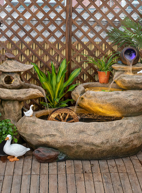 庭院流水摆件循环水假山喷泉室外花园阳台养鱼池造景布置开业送礼