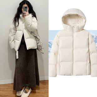 优优女装25冬季高级轻型无缝压胶羽绒服保暖加厚连帽外套E469896