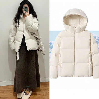 优优女装25冬季高级轻型无缝压胶羽绒服保暖加厚连帽外套E469896