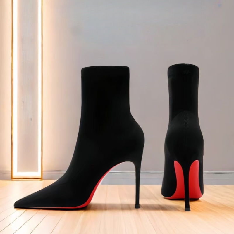 尖头高跟弹力瘦瘦靴子女