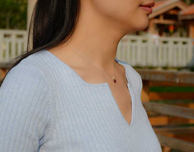 水滴形朱砂痣吊坠项链手工定制