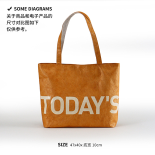 个性环保防水耐污实用超大容量英文新型材料杜邦纸创意托特包