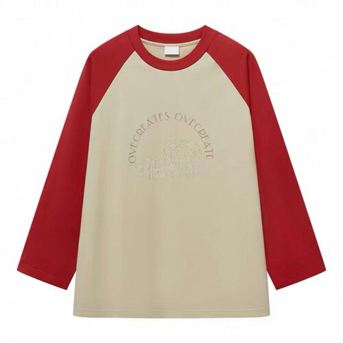 2026春全棉米白长袖女T恤亲肤