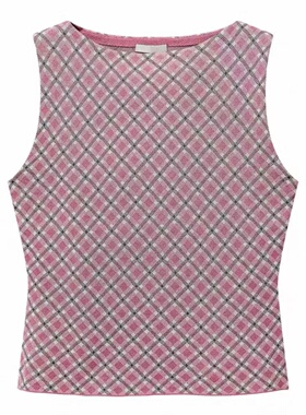 现货针织背心2026春季新款复古菱格纹上衣女3K1EE28