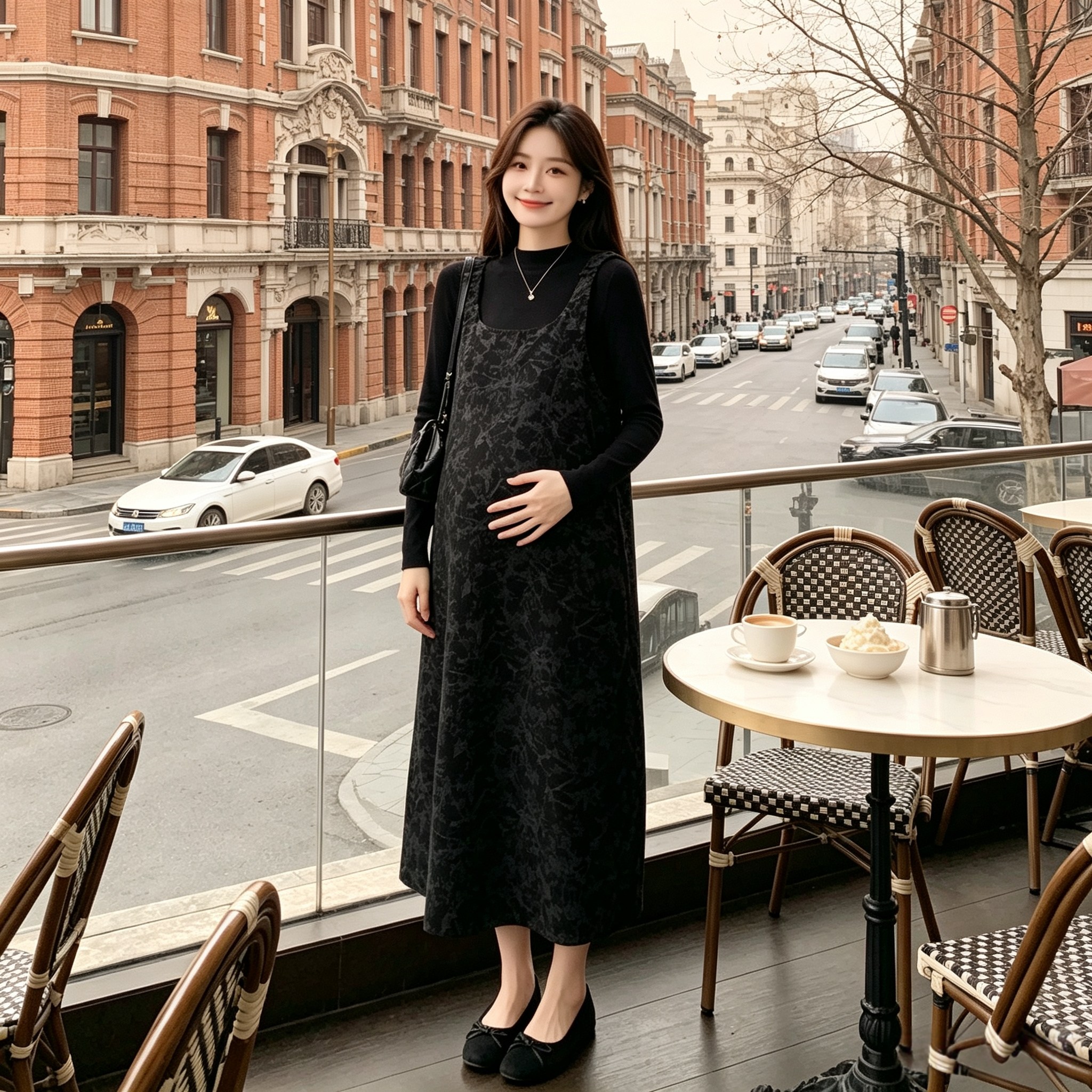 孕妇秋冬针织两件套洋气遮肚显瘦图片