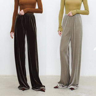 显瘦空气裤 一片式 女 强推B败_韩国进口细腻丝绒阔腿裤 2025秋冬新款