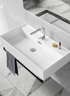 陶瓷台上盆挂墙式洗手盆柜小户型一体台盆壁挂脸面盆简易阳台洗漱