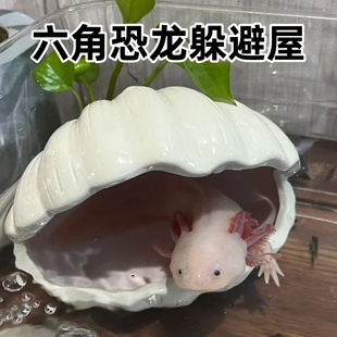 六角恐龙躲避屋鱼缸生态缸造景专用装饰巴西龟蝾螈休息繁殖躲避屋