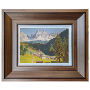 油画框字画外框装 裱实木原木柚木色咖啡色质朴拼图宽度9.4厘米