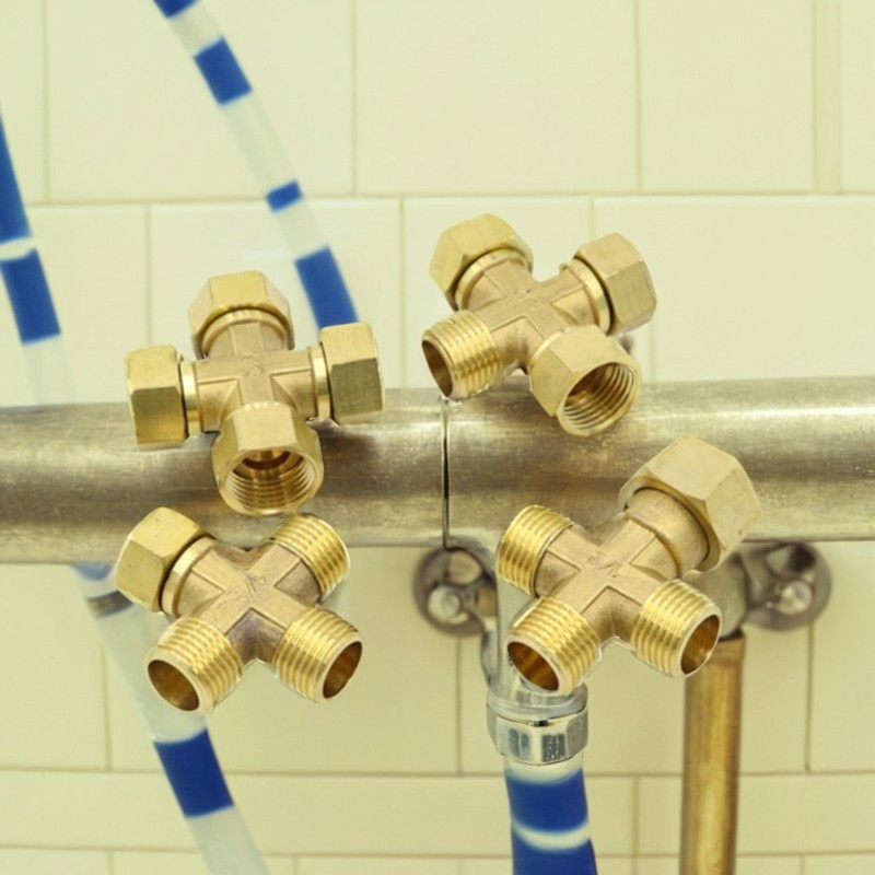 活接四通全铜4分6分内外丝活接头水管一分三路一进三出分水器管件