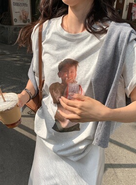 u m由米韩版学院风复古搞怪套头显瘦休闲短袖T恤