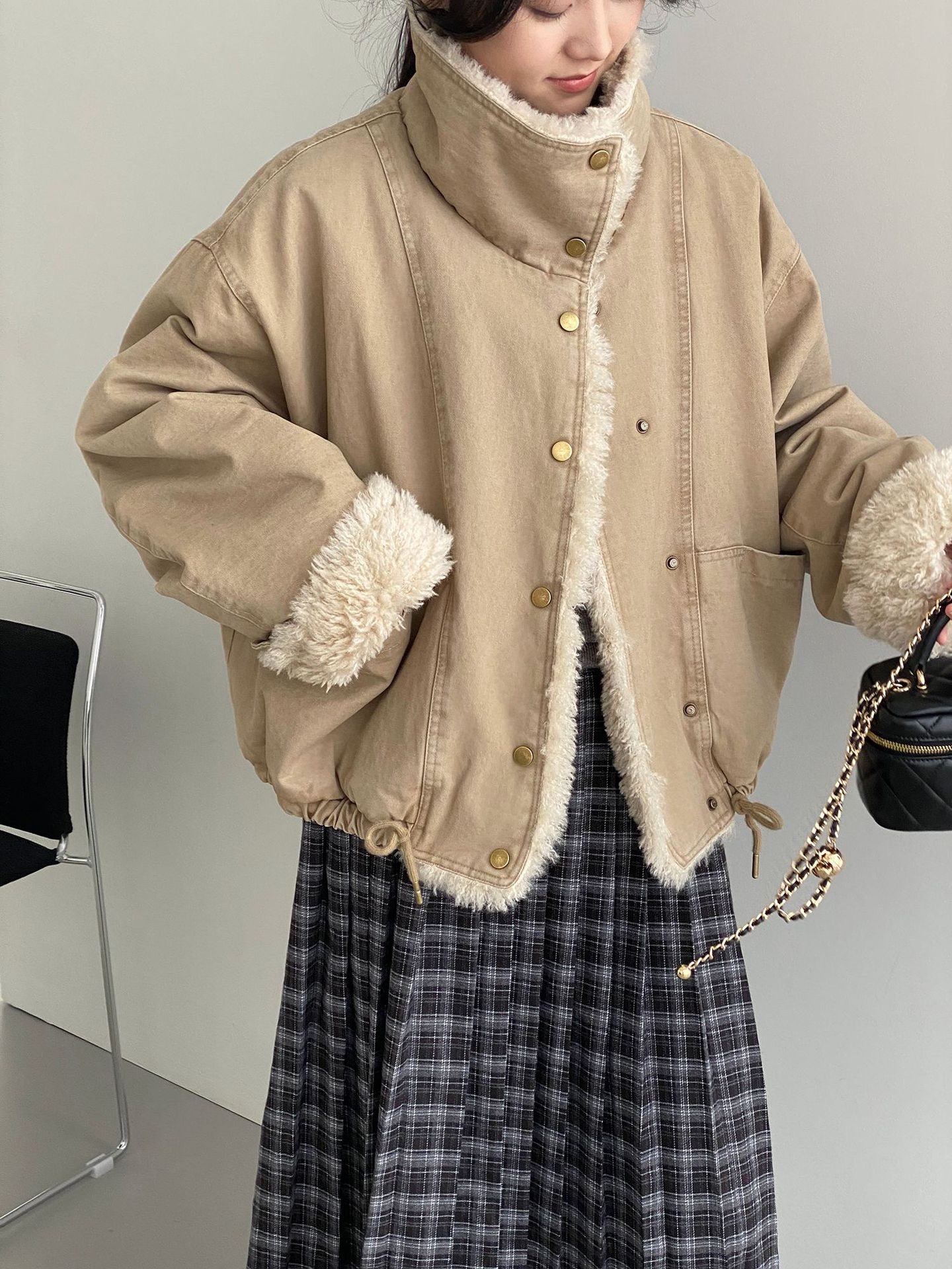 u m由米冬日派克复古巴恩风短款立领保暖毛毛外套,女装/女士精品,短外套,淘宝优惠券,粉丝福利购,淘宝优惠卷